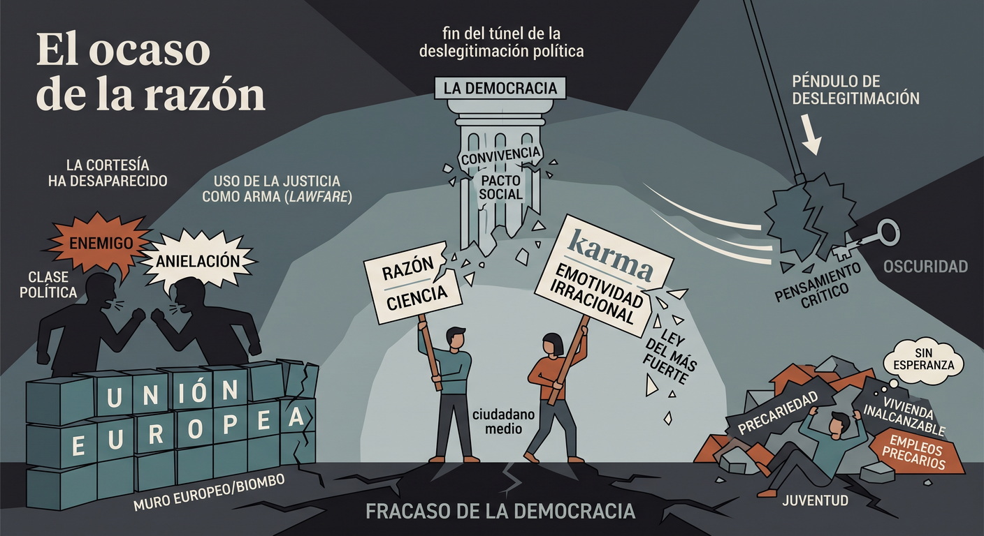 El ocaso de la razón: Por qué la precariedad y el «karma» están devorando el pacto social